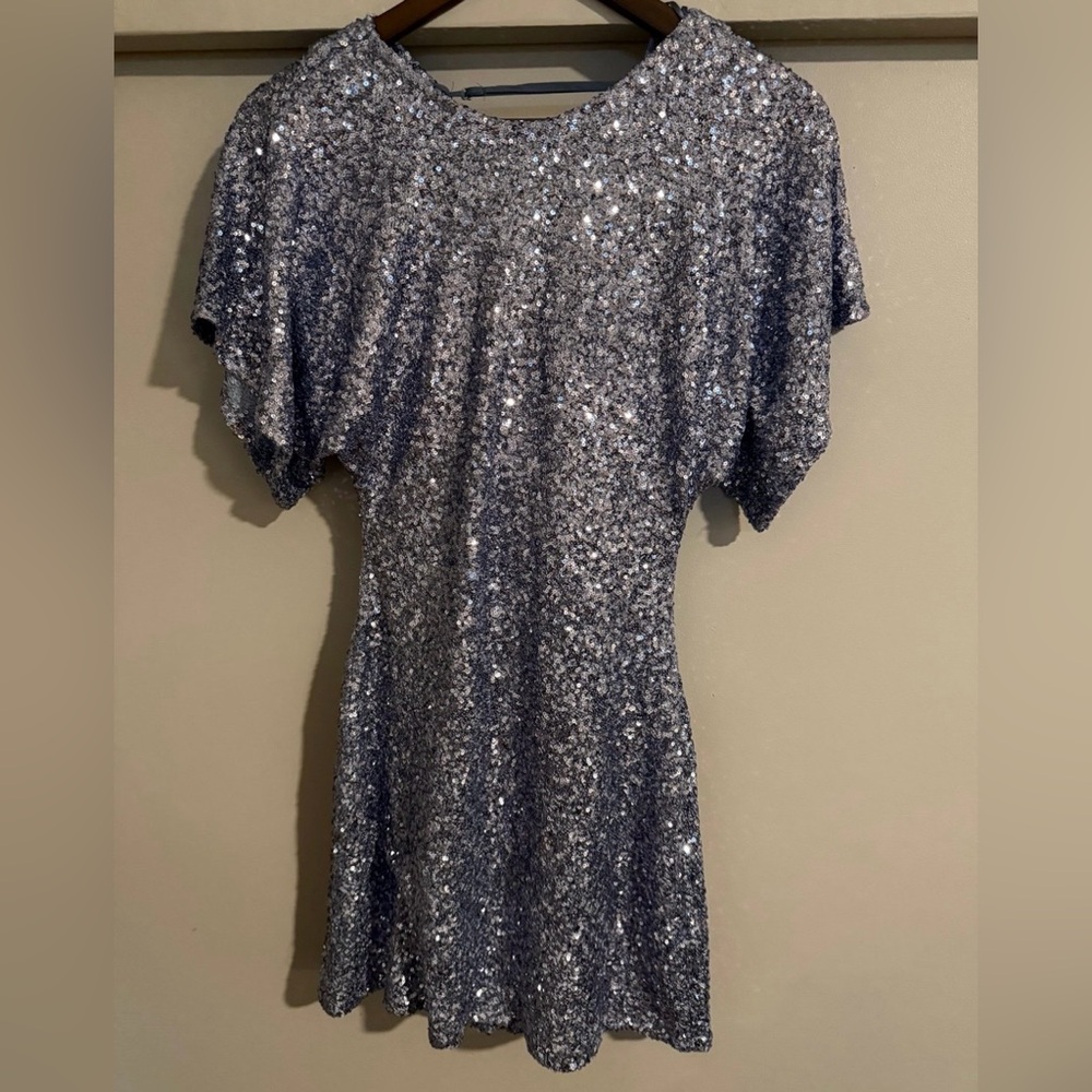 Zara Blueish Sequin Mini Dress